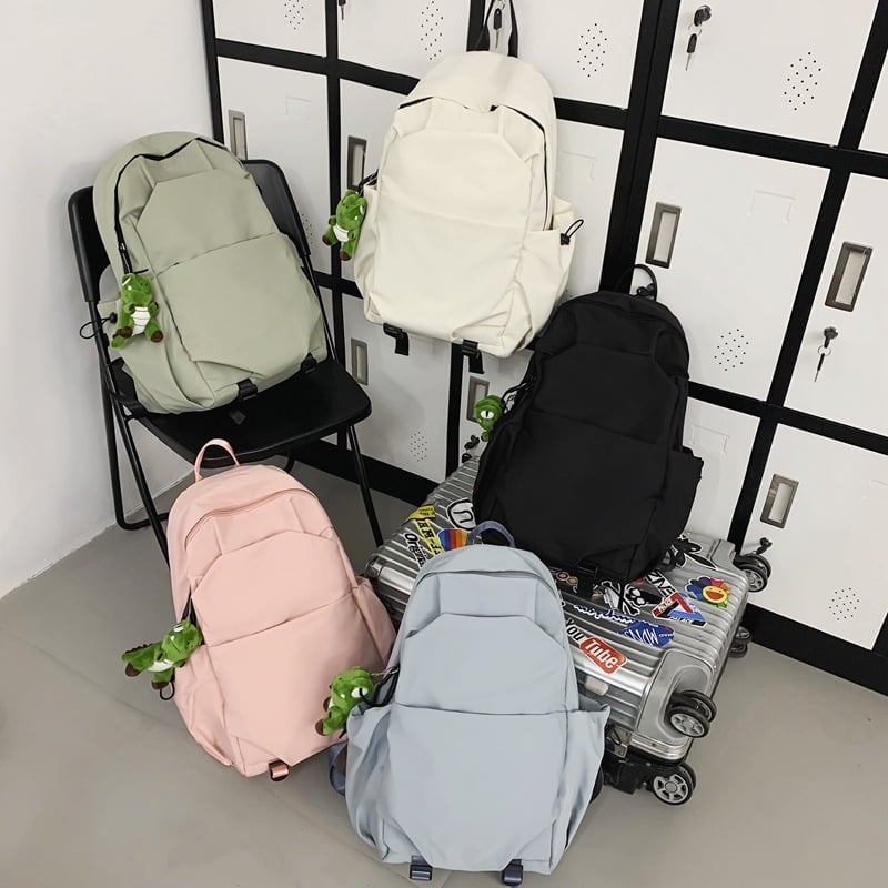 Unisex ruksak velikog kapaciteta u japanskom Harajuku stilu, plisirana tekstura, jednobojna boja, lagan, za studente