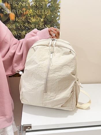 Unisex lagani ruksak u jednodobojnoj boji, inspiriran japanskim i Instagram stilom, za srednjoškolce i studente
