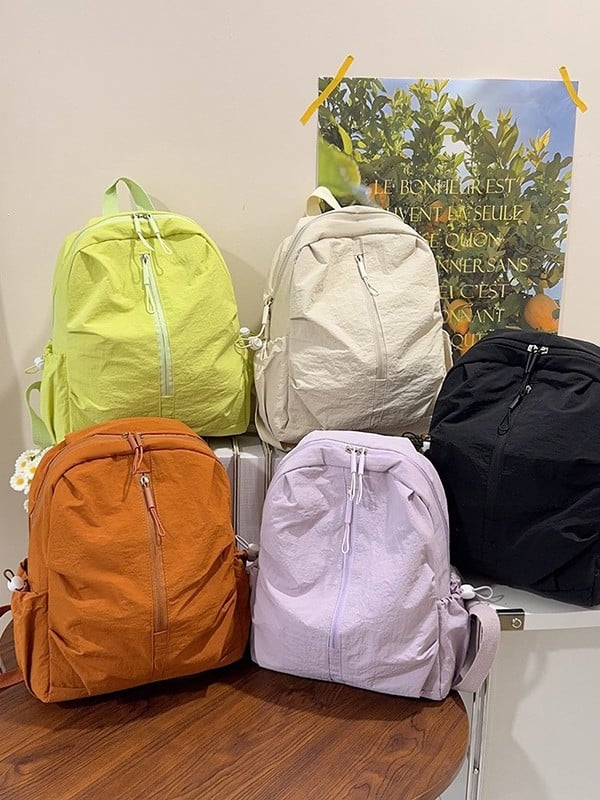 Unisex lagani ruksak u jednodobojnoj boji, inspiriran japanskim i Instagram stilom, za srednjoškolce i studente