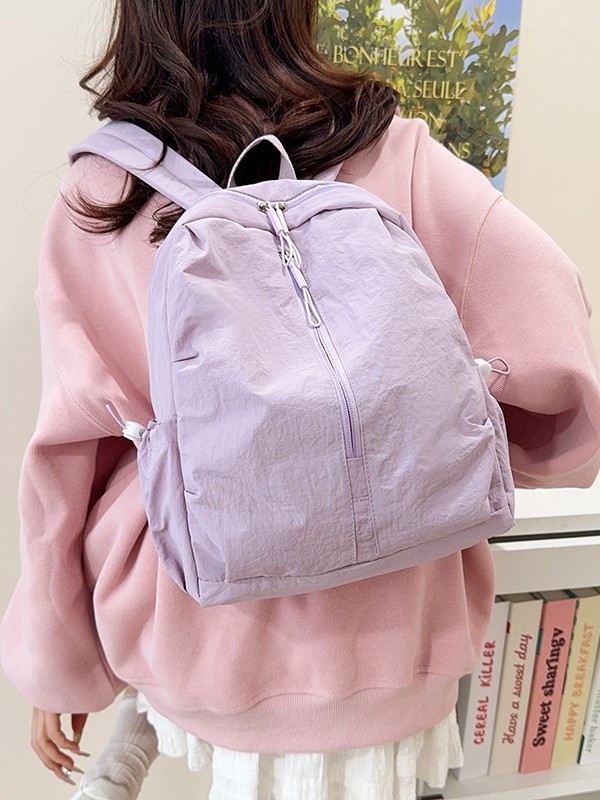 Unisex lagani ruksak u jednodobojnoj boji, inspiriran japanskim i Instagram stilom, za srednjoškolce i studente