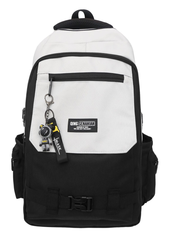 Unisex nylon ruksak za školu, velika kapaciteta do 20 L, dizajn color-block, pretin za prijenosno računalo, za studente