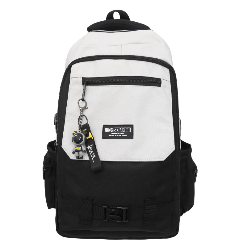 Unisex nylon ruksak za školu, velika kapaciteta do 20 L, dizajn color-block, pretin za prijenosno računalo, za studente