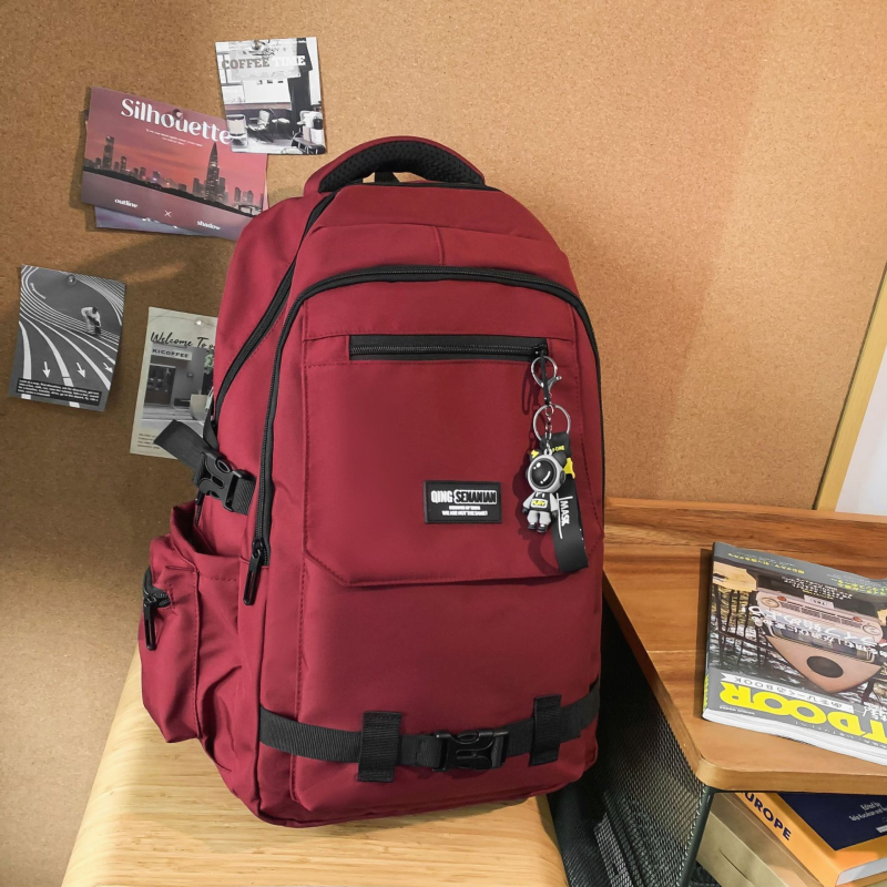 Unisex nylon ruksak za školu, velika kapaciteta do 20 L, dizajn color-block, pretin za prijenosno računalo, za studente