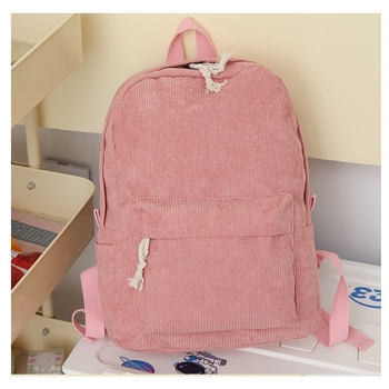 Školska torba od corduroja za djevojke, Harajuku stil, korejska verzija, fakultetski stil, lagana, kapacitet 20–35 L, kompatibilan s 14-inčnim prijenosnikom