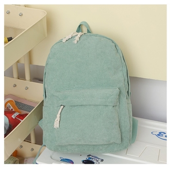 Školska torba od corduroja za djevojke, Harajuku stil, korejska verzija, fakultetski stil, lagana, kapacitet 20–35 L, kompatibilan s 14-inčnim prijenosnikom