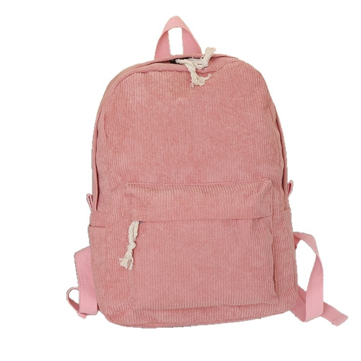 Školska torba od corduroja za djevojke, Harajuku stil, korejska verzija, fakultetski stil, lagana, kapacitet 20–35 L, kompatibilan s 14-inčnim prijenosnikom