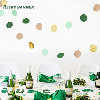 Ghirlandă din hârtie verde, circulară, în stil retro, pentru decorul petrecerii copiilor – banner și accesorii de suspendare