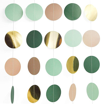 Ghirlandă din hârtie verde, circulară, în stil retro, pentru decorul petrecerii copiilor – banner și accesorii de suspendare