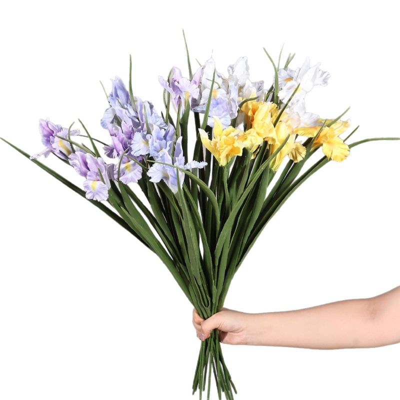Flori artificiale iris din mătase pentru decorul sufrageriei, plante în ghiveci, aranjamente pentru nunți și spații hoteliere
