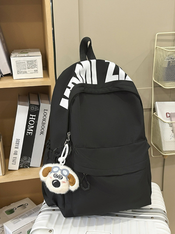 Σχολική τσάντα με εκτύπωση αλφαβήτου, unisex, νάιλον, αστικός μινιμαλισμός, μεγάλος χώρος, κατάλληλη για γυμνάσιο και κολλέγιο, για 13-ιντσών φορητό υπολογιστή