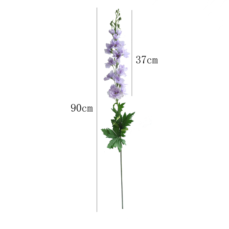 Floare artificială cu atingere realistă, tulpină simplă Delphinium mare și violet, floare decorativă primăvară-vară pentru nunți