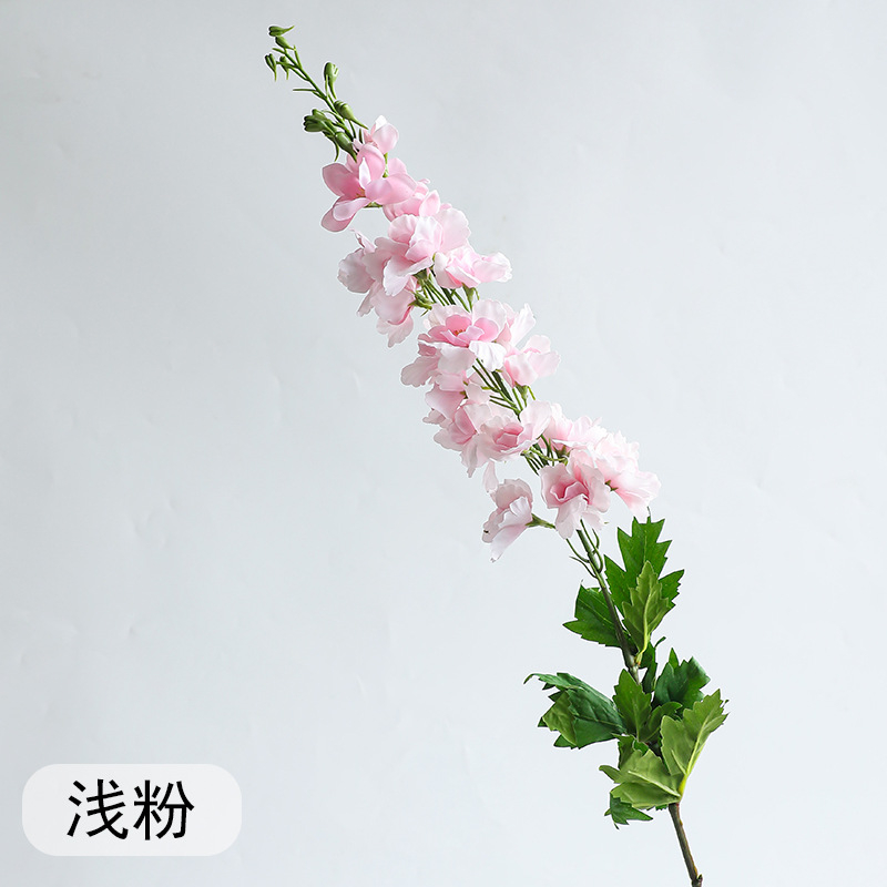 Floare artificială cu atingere realistă, tulpină simplă Delphinium mare și violet, floare decorativă primăvară-vară pentru nunți