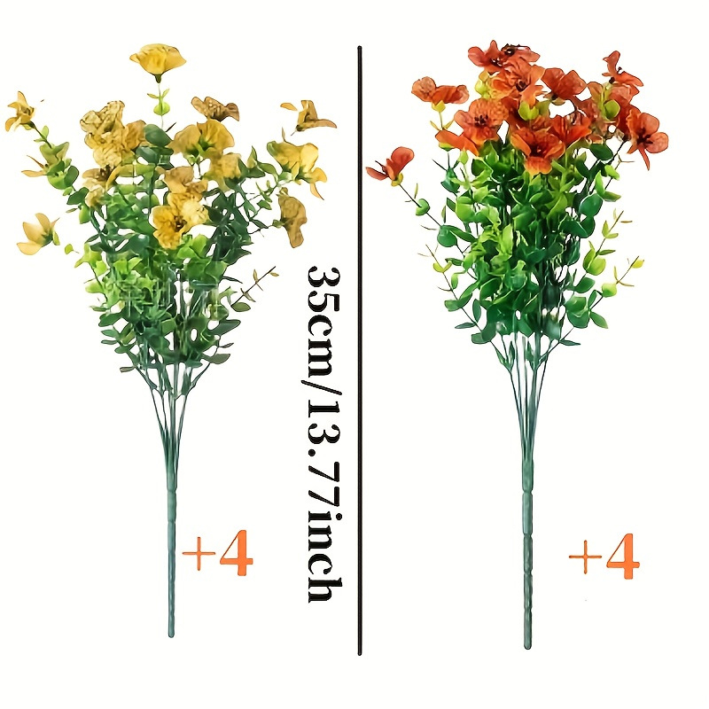 Flori artificiale de toamnă pentru exterior, arbuști plastici cu eucalipt, mov și boxwood