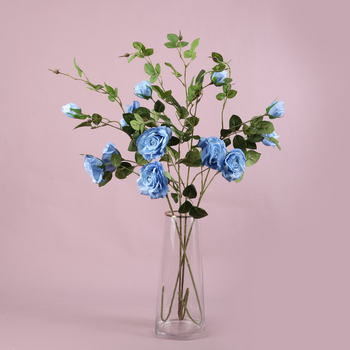 Set de 3 trandafiri artificiali din mătase pentru decor de nuntă, plante artificiale de înaltă calitate