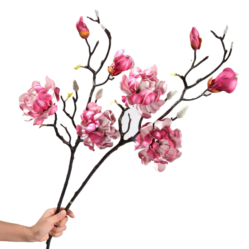 Floare artificială Magnolia cu mai multe capete, material PU, decor pentru casă și recuzită de nuntă, stil chinoiserie nou