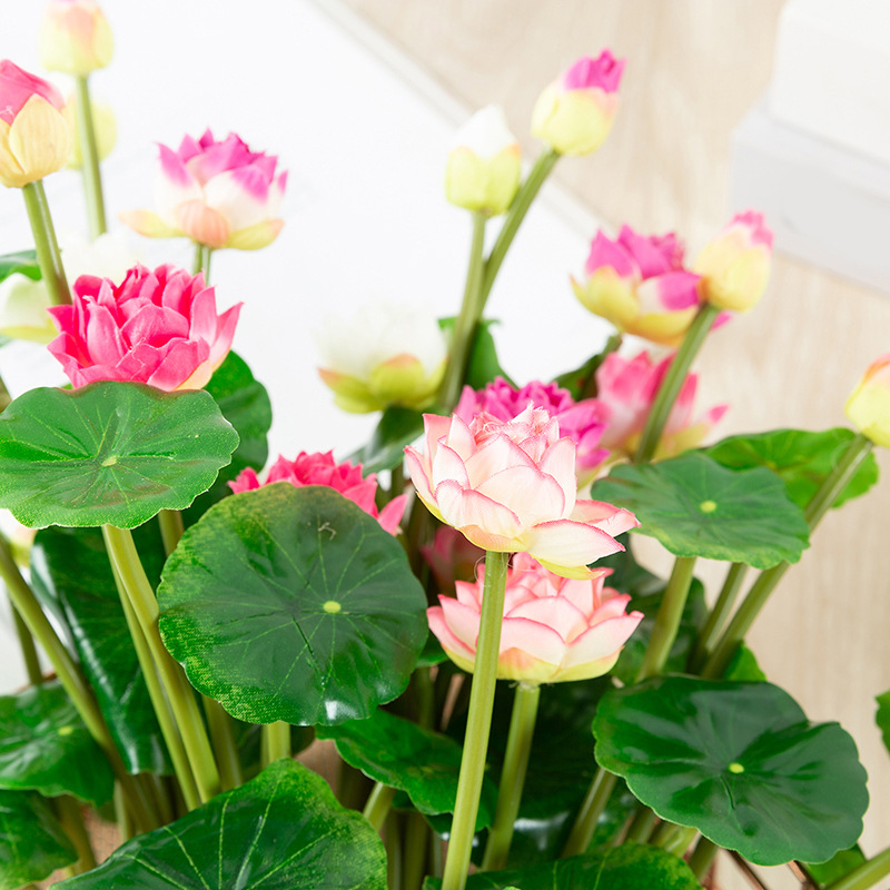 Buchet de flori din mătase artificială, cu textură plăcută la atingere, pentru decor în casă și hotel, ornament pentru acvariu, templu budist și decor exterior pentru fotografii