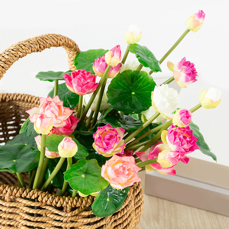 Buchet de flori din mătase artificială, cu textură plăcută la atingere, pentru decor în casă și hotel, ornament pentru acvariu, templu budist și decor exterior pentru fotografii