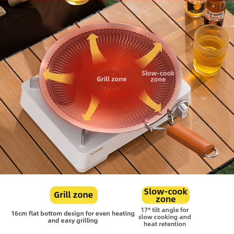 Tigaie grill din oțel inoxidabil 316, antiaderentă, cu suprafață fagur, pliabilă, compatibilă cu plita cu inducție, rotundă