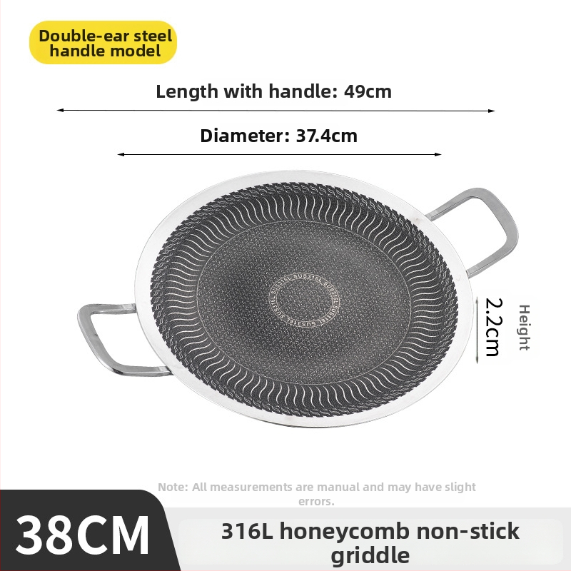 Tigaie grill din oțel inoxidabil 316, antiaderentă, cu suprafață fagur, pliabilă, compatibilă cu plita cu inducție, rotundă