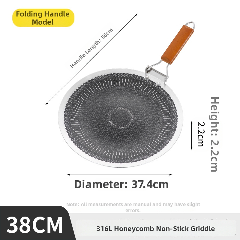 Tigaie grill din oțel inoxidabil 316, antiaderentă, cu suprafață fagur, pliabilă, compatibilă cu plita cu inducție, rotundă