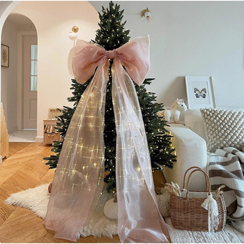 Fundă mare din tul perlat, decor pentru bradul de Crăciun și petreceri, arc decorativ pentru fundal