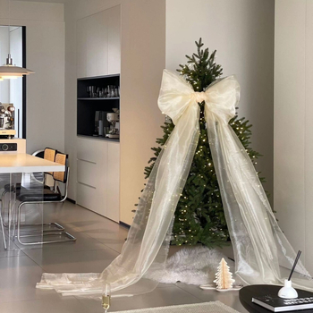 Fundă mare din tul perlat, decor pentru bradul de Crăciun și petreceri, arc decorativ pentru fundal