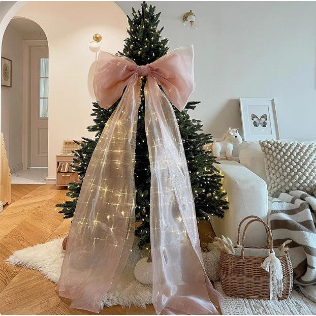 Fundă mare din tul perlat, decor pentru bradul de Crăciun și petreceri, arc decorativ pentru fundal