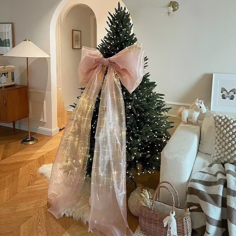 Fundă mare din tul perlat, decor pentru bradul de Crăciun și petreceri, arc decorativ pentru fundal