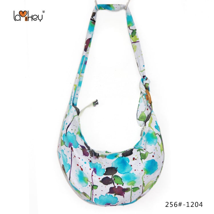 Γυναικεία τσάντα crossbody με εκτυπωμένο εθνοτικό σχέδιο σε στυλ λογοτεχνίας και τέχνης, ύφασμα από λινό και βαμβάκι, ρυθμιζόμενος μακρύς ιμάντας, τσάντα σε σχήμα μισοφέγγαρου
