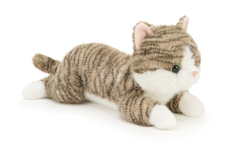Λούτρινο γατάκι με ρίγες – μαξιλαράκι ύπνου γάτας, κούκλα-δώρα για κορίτσια