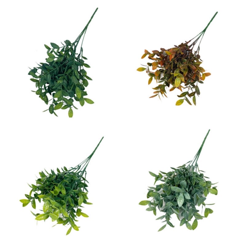 Buchet de plante verzi artificiale pentru decorul casei, cinci tije, aranjament cu iarbă, patru anotimpuri
