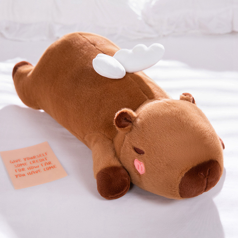 Capybara plush doll με μακρύ μαξιλαράκι αγκαλιάς, γλυκό σχέδιο αγγέλου για παιδιά