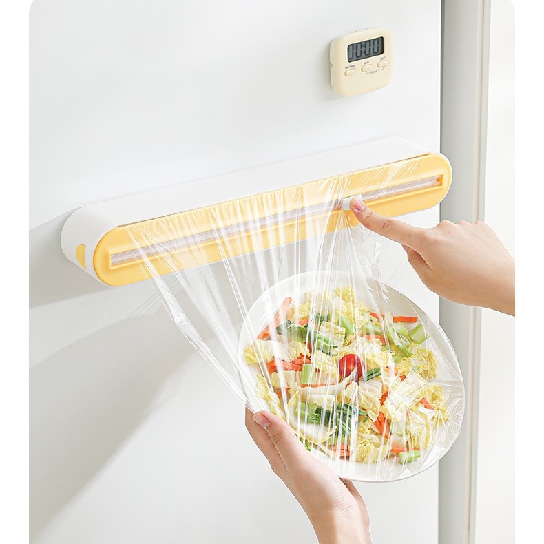 Cuțit magnetic reglabil pentru folie de bucătărie, cu cutie de depozitare pentru hârtie de copt și folie de aluminiu