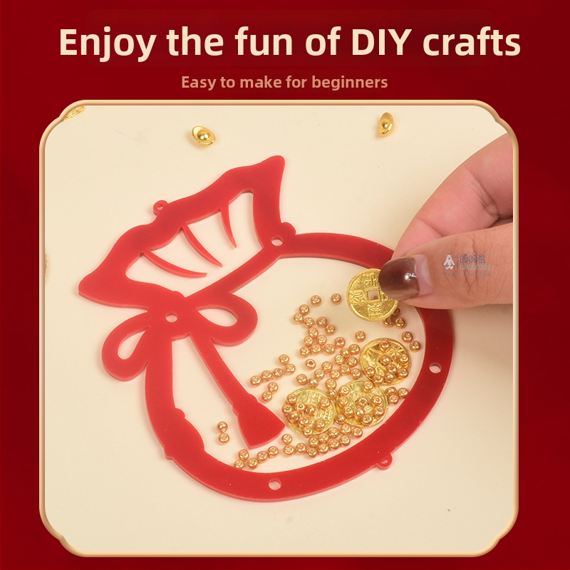Pandantiv acrilic cu nod chinezesc, lucrat manual, pentru decorarea ramei foto