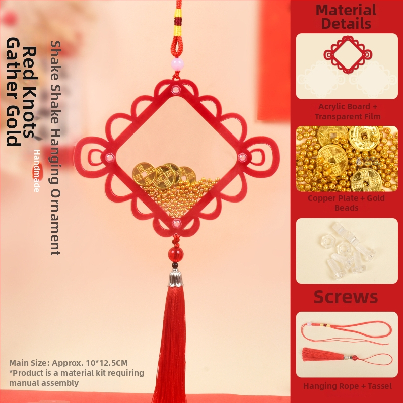 Pandantiv acrilic cu nod chinezesc, lucrat manual, pentru decorarea ramei foto