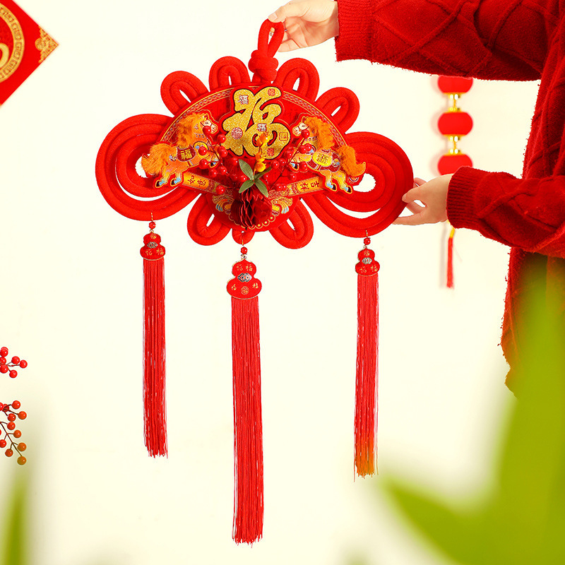 Nod chinezesc cu nod cu simbol noroc, decor suspendat pentru sufragerie sau intrare, decor festiv de Anul Nou și de Primăvară