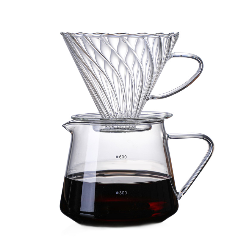 Five Housework Filtru de cafea pour-over din sticlă cu cană integrată