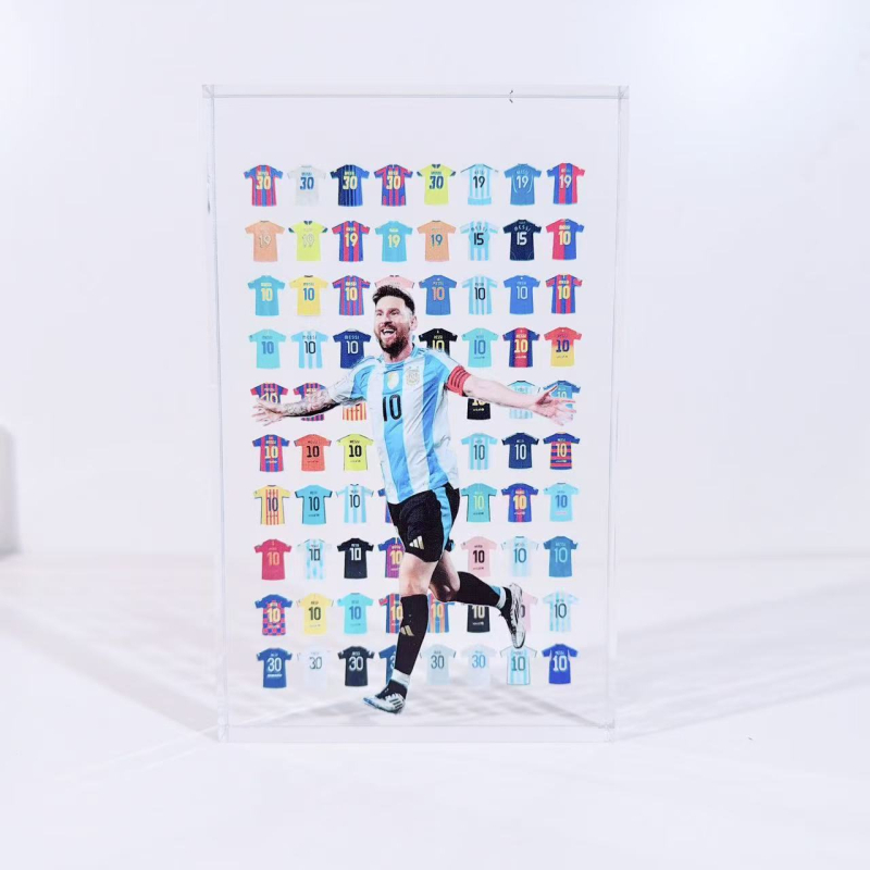 Cupa Mondială Ronaldo Messi Neymar – tricou de fotbal, bloc acrilic, cristal transparent, ornament pentru birou