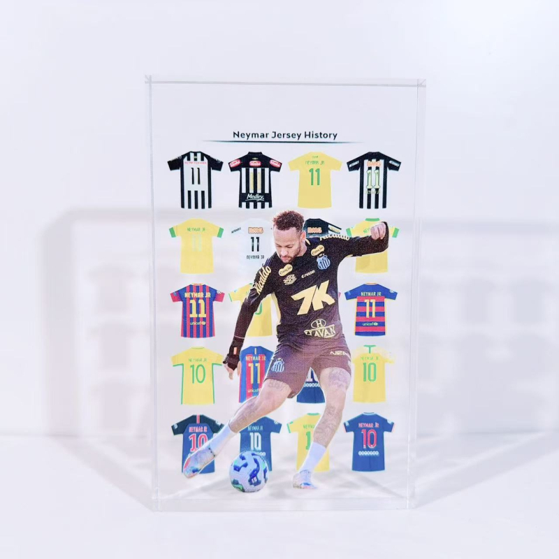 Cupa Mondială Ronaldo Messi Neymar – tricou de fotbal, bloc acrilic, cristal transparent, ornament pentru birou