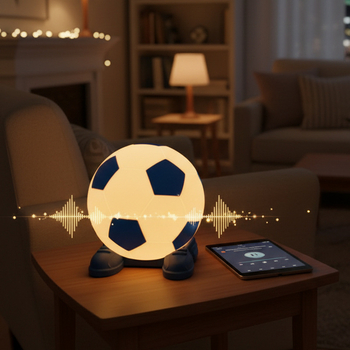 Bluetooth ηχείο ποδοσφαίρου με βάση και τηλεχειριστήριο, πολύχρωμο φως νυχτερινής ατμόσφαιρας για γραφείο