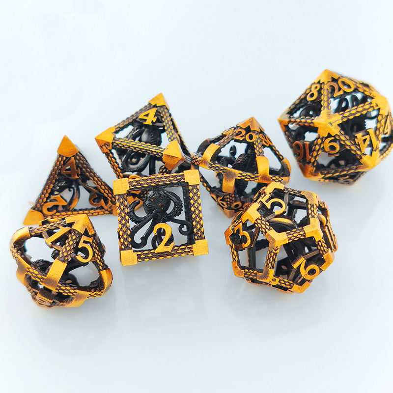 Kocka od cinkove legure, 20 stranica za D&D/TRPG, dizajn Ktulhu, izrezani uzorak, octopus u kavezu, Zvjezdani klan