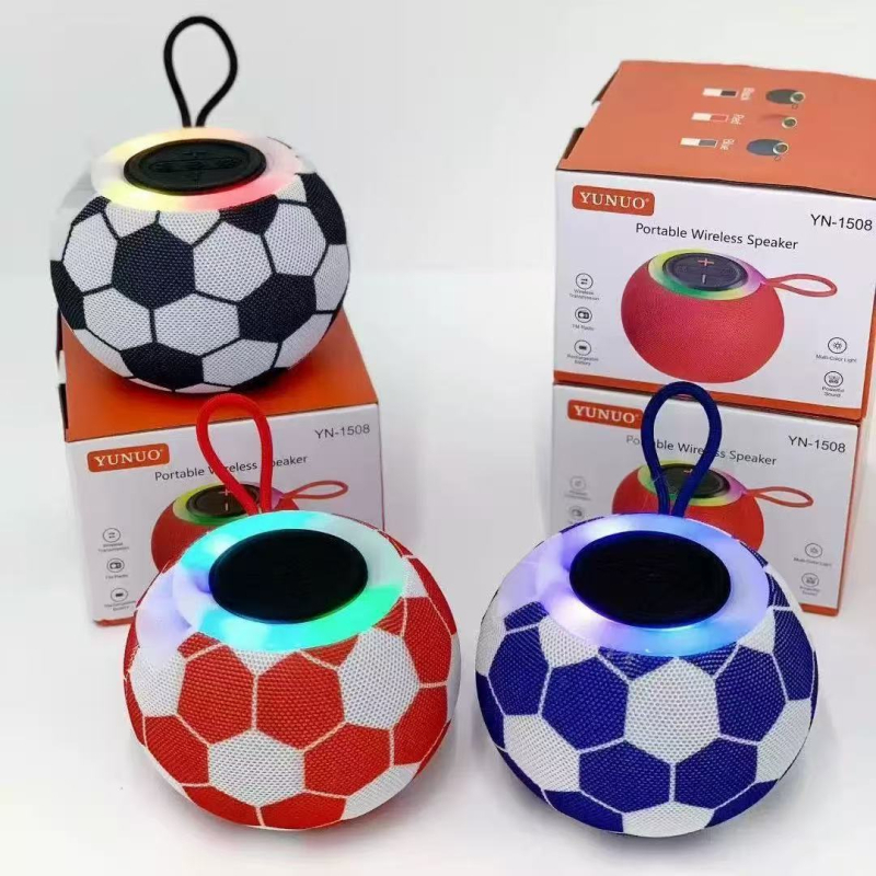 YN-1508 Bluetooth ηχείο με RGB φωτισμό, κυκλικός σχεδιασμός ποδοσφαιρικής τέχνης, φορητός επιτραπέζιος υπογούφερ