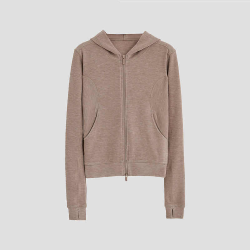 Šest-u-jednom hoodie s kapuljom i zatvaračem, slim silueta, blokiranje temperature, kratka verzija, za jesen-zimu 2025, sportska svakodnevna odjeća