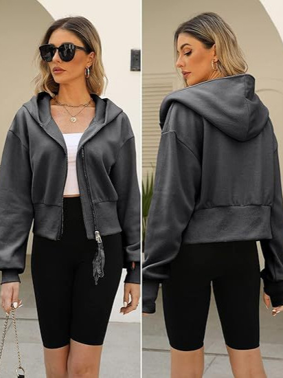 Ženska dukserica s kapuljom 2026, panelno šivanje i dvostruki zip, streetwear casual