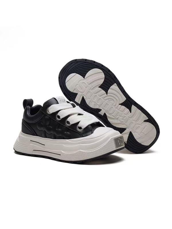 Sneakers Shoot Brand, εμπνευσμένα από διάσημους, μαύρα δερμάτινα plum με παχιά σόλα, unisex, ρετρό στυλ