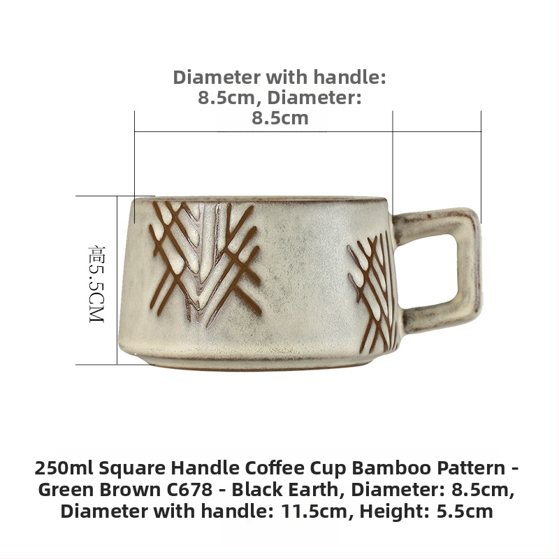 Set de cești de cafea din ceramică brută pentru mic dejun, stil vintage, căni latte pentru uz casnic