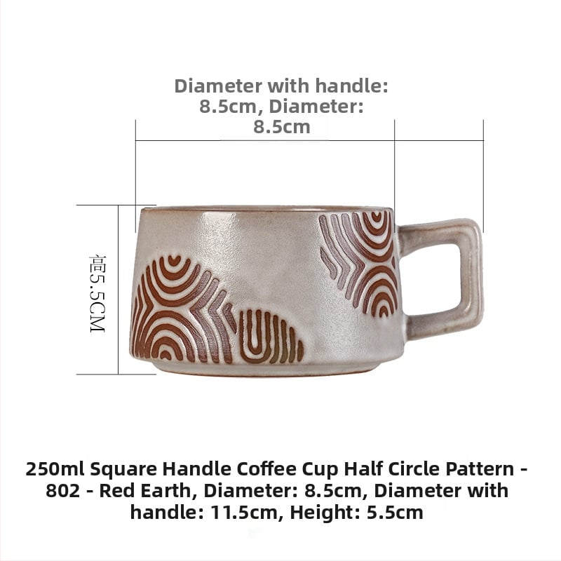 Set de cești de cafea din ceramică brută pentru mic dejun, stil vintage, căni latte pentru uz casnic