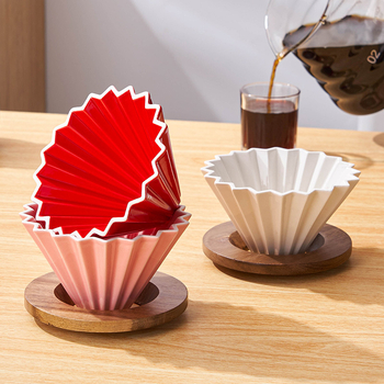 Set filtru cafea pentru preparare manuală cu V60, formă de tort și filtru origami, recipient ceramic pentru picurare