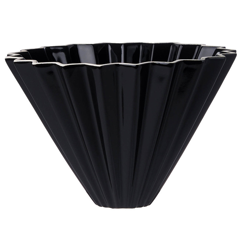 Set filtru cafea pentru preparare manuală cu V60, formă de tort și filtru origami, recipient ceramic pentru picurare