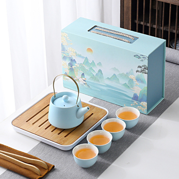 Set Gongfu de ceai pentru uz casnic, stil lux lejer, glazură minimalistă, posibilitatea imprimării logo-ului